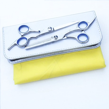 [Freeship] Kéo cắt và tỉa (Tay xanh) + Hộp đựng + Áo choàng cắt tóc giá rẽ