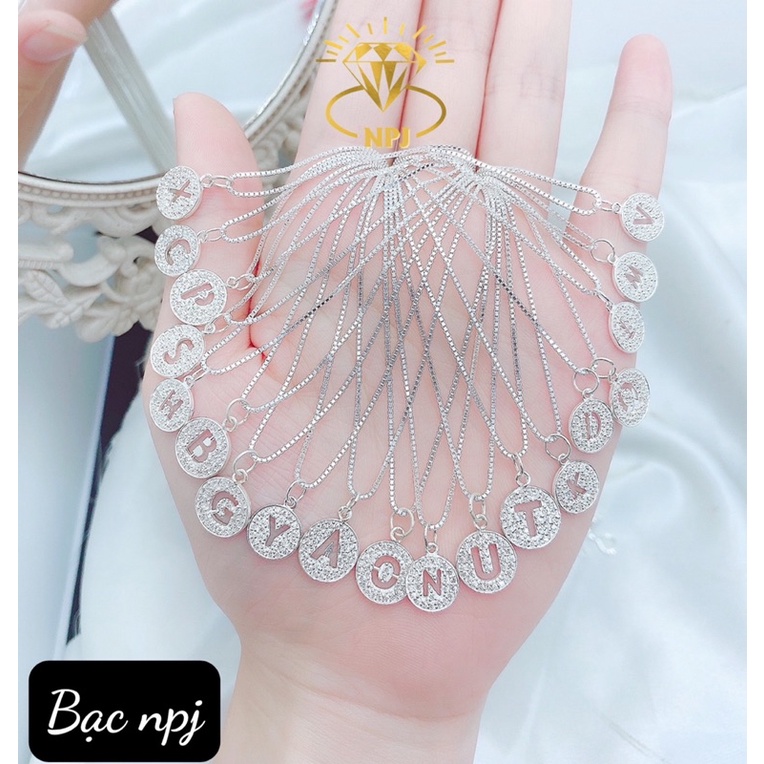dây chuyền mặt chữ , Vòng cổ nữ Bạc Ta - Bạc npj