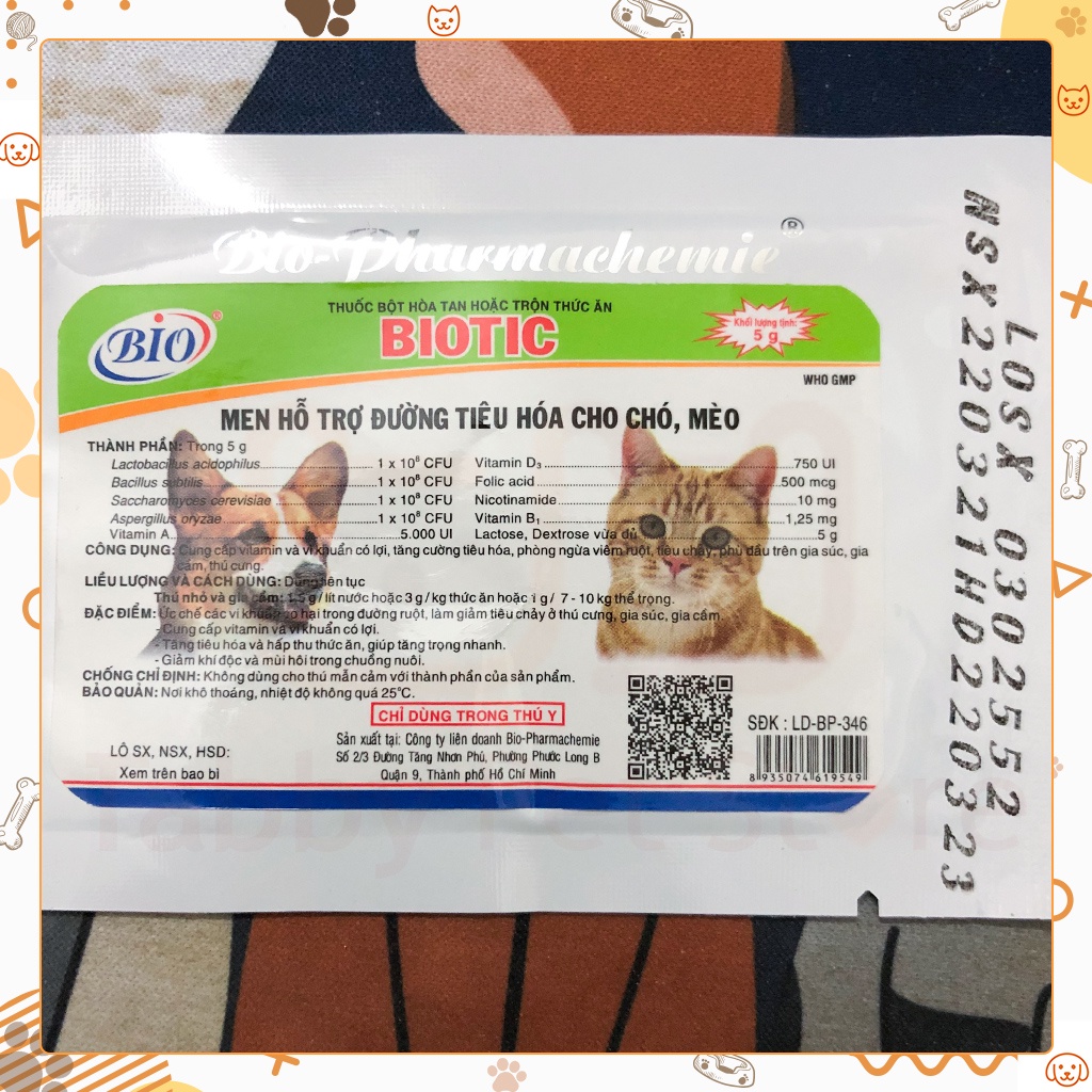 Men hỗ trợ tiêu hóa BIOTIC cho chó mèo thú cưng Chính Hãng Tabby Pet Store