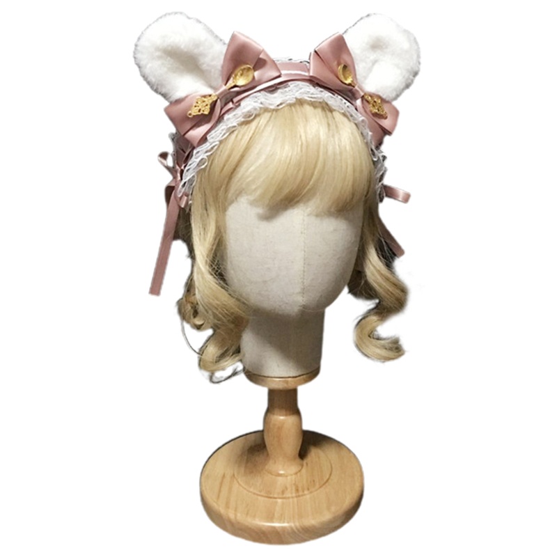 Băng Đô Nơ Tai Thỏ Bằng Vải Satin Phối Ren Dễ Thương Dành Cho Bạn Gái