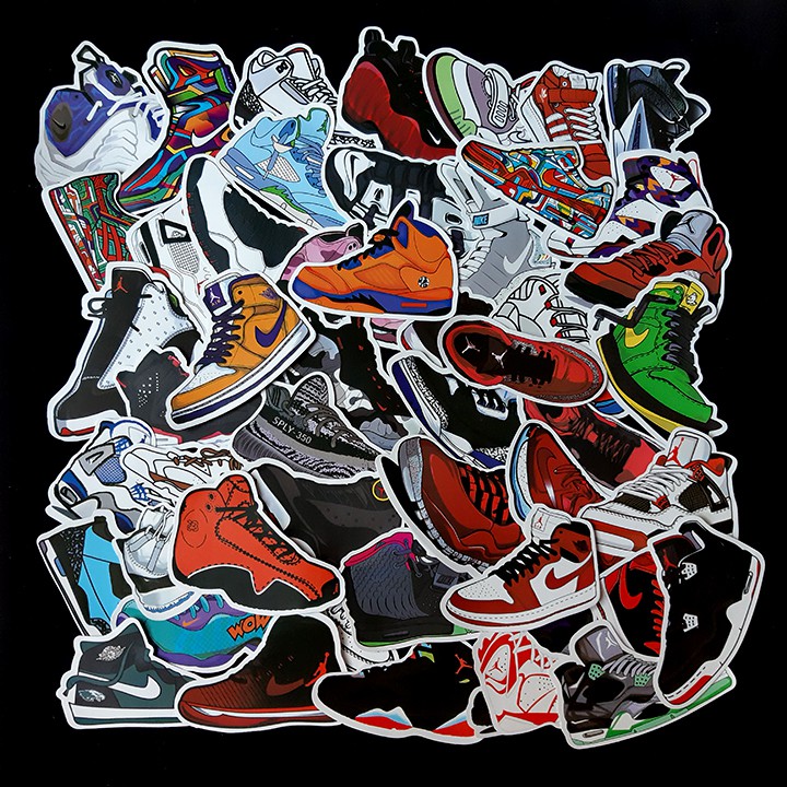 Bộ Sticker dán cao cấp chủ đề GIÀY SNEAKER - Dùng dán Xe, dán mũ bảo hiểm, dán Laptop...