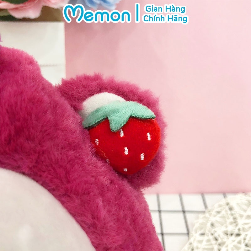 Gấu Bông Lotso Huggin Bear Lông Xù Tai Dâu Đứng Hồng Đậm Cao Cấp Memon