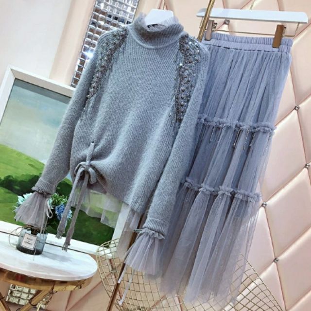 Sét áo len .chân váy thiết kế