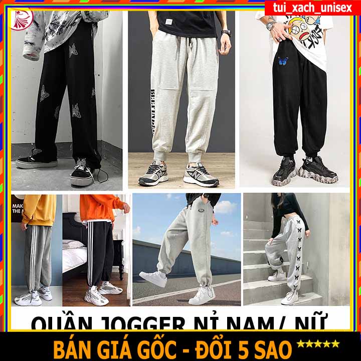 ❤️ CHẤT NỈ FORM RỘNG ❤️ QUẦN DÀI NAM CÓ TÚI LƯNG THUN - QUẦN JOGGER NỮ NỈ BÔNG BO CHÂN PHONG CÁCH THỂ THAO NHẢY HIP HOP