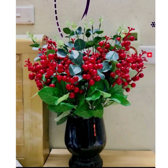 Cây giả cây cherry chùm 7nhánh sơri trang trí nhà cửa sân vườn sự kiện