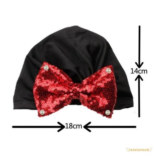 Mũ turban trang trí nơ đính kim tuyến lấp lánh cho bé