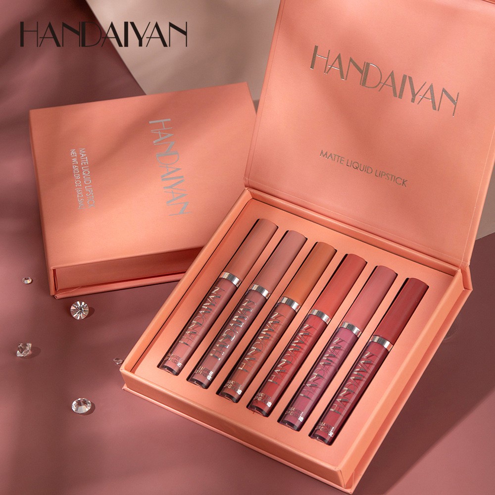Set 6 Son Kem Lì Kháng Nước Và Lâu Trôi Handaiyan Kèm Hộp Đựng