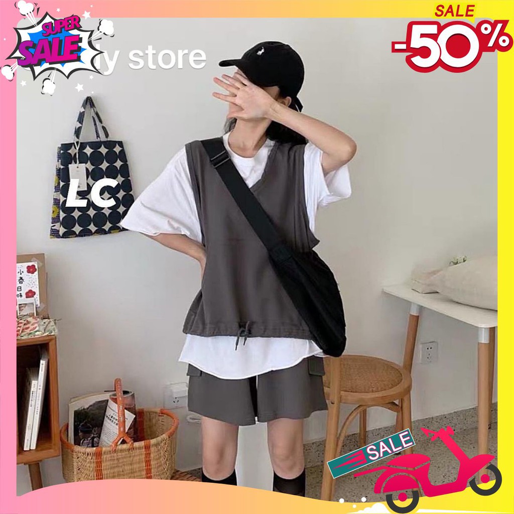 [Set] Đồ nữ 🦋 3 món áo thun áo xám và quần sooc cá tính form unisex trẻ trung năng động mặc đi học đi chơi xinh BỘ ĐỒ 3 | BigBuy360 - bigbuy360.vn