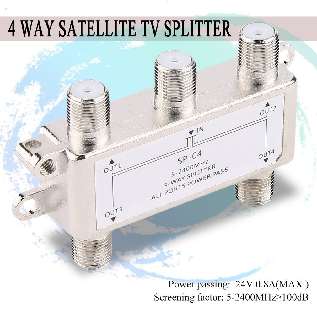 Nhà phân phối bộ tách sóng vệ tinh / ăng-ten / truyền hình cáp 4 kênh 5-2400MHz F Loại SP-04 Bộ chia tăng cường Thiết bị Tv tại nhà