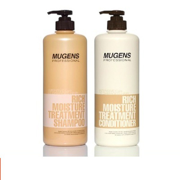 Cặp dầu gội dầu xả dưỡng chất mugens rich moisture treatment shampoo, conditioner 2 x  1000g