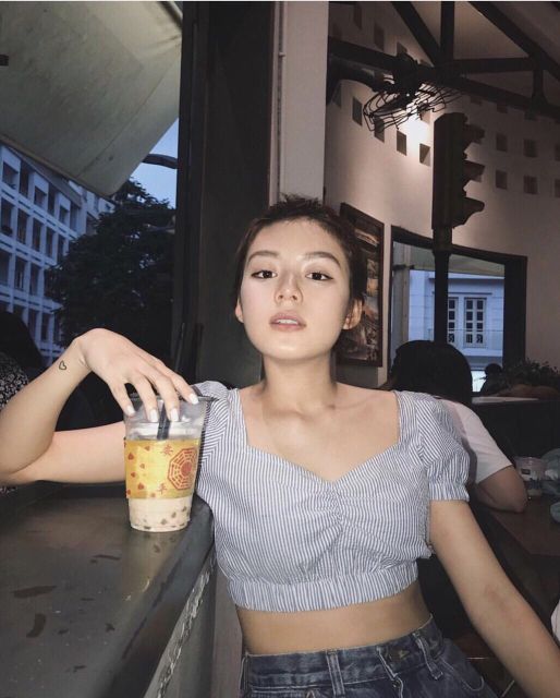 ÁO MILI CROPTOP TAY PHỒNG CỰC XINH KÈM HÌNH THỰC