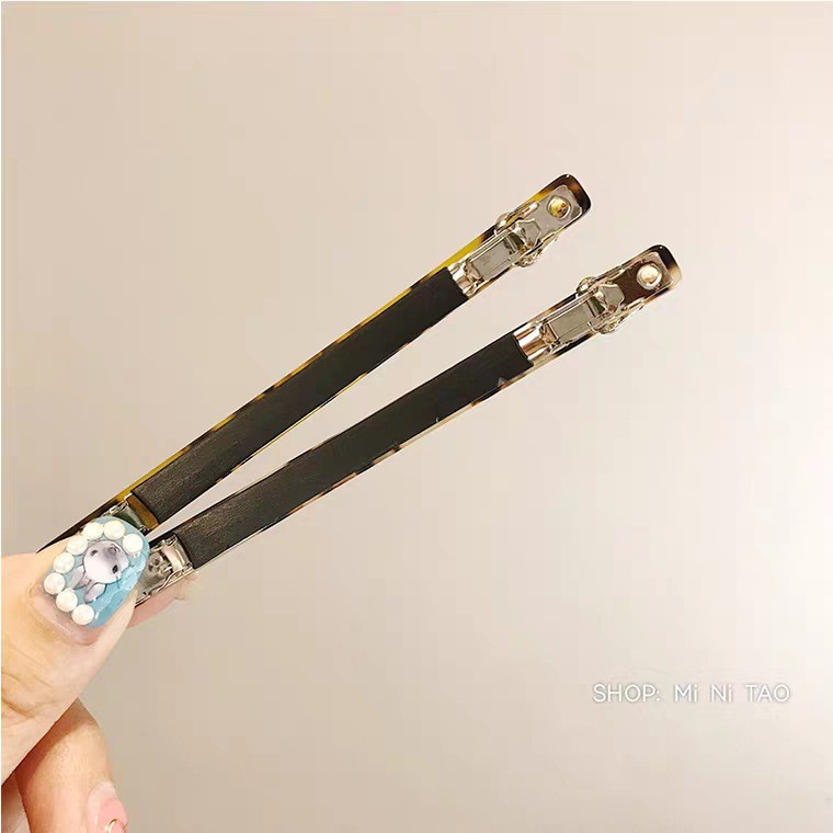 Kẹp tóc họa tiết đốm đen đơn giản MS278