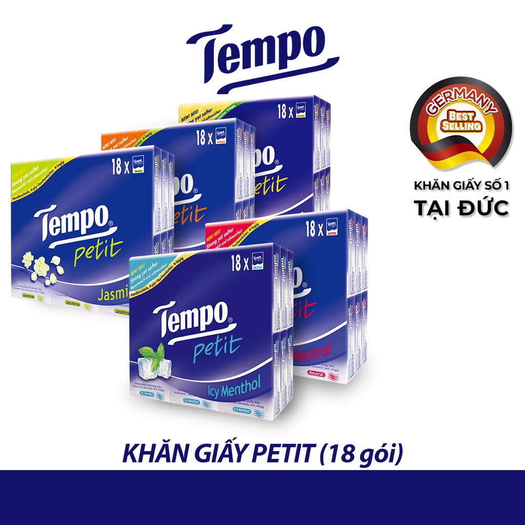 [MUA 1 TẶNG 1] Khăn giấy bỏ túi Tempo Petit Cao Cấp (18 gói)