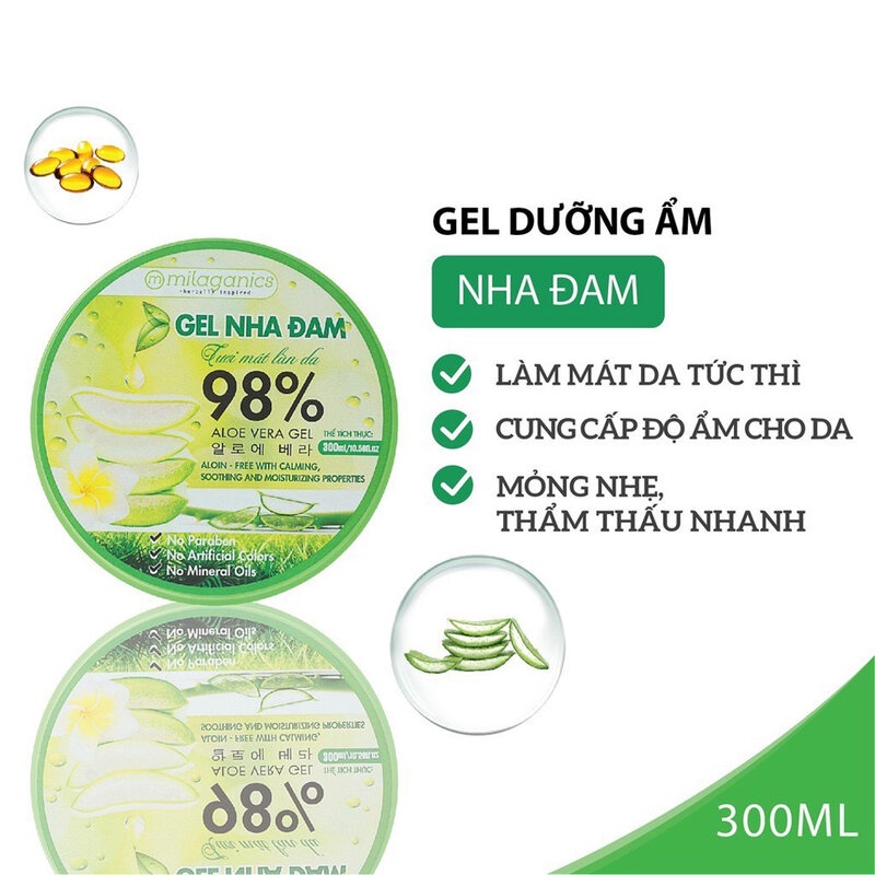 Gel Nha Đam Milaganics Dưỡng Ẩm & Làm Mềm Da 300ml - Hasaki - Hàng Chính Hãng