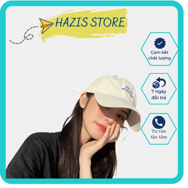 Mũ Lưỡi Trai Nón Kêt Thêu Chữ hello weekend Dành Cho Nam Và Nữ Vải Cotton Thời Trang unisex - Hazis Store