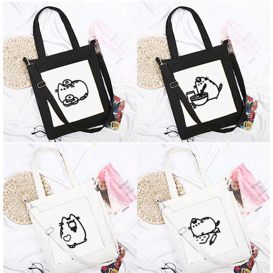 Túi tote thêu pusheen TTT13 túi 2 lớp đeo chéo cute dễ thương