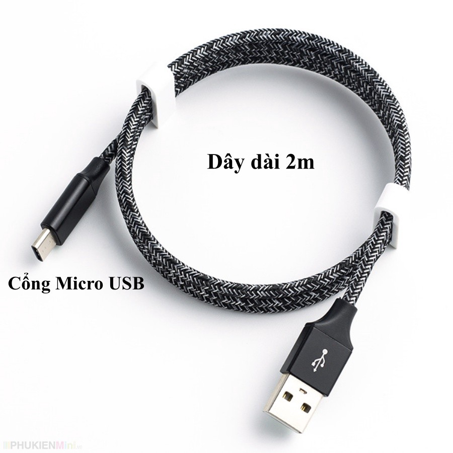 Dây cáp sạc cổng Micro USB siêu dài 2 mét, 3 mét dành cho Samsung, Oppo, Xiaomi dây dù bện chống đứt, chống xoắn rối ...