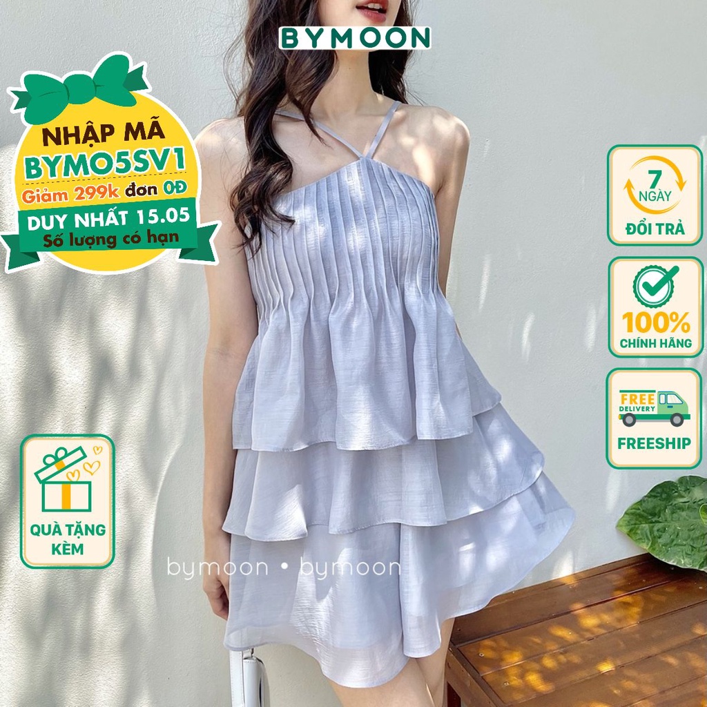 Set áo 2 dây bồng + quần short váy von cao cấp  thời trang thiết kế BY MOON, set đi biển ảnh thật S011