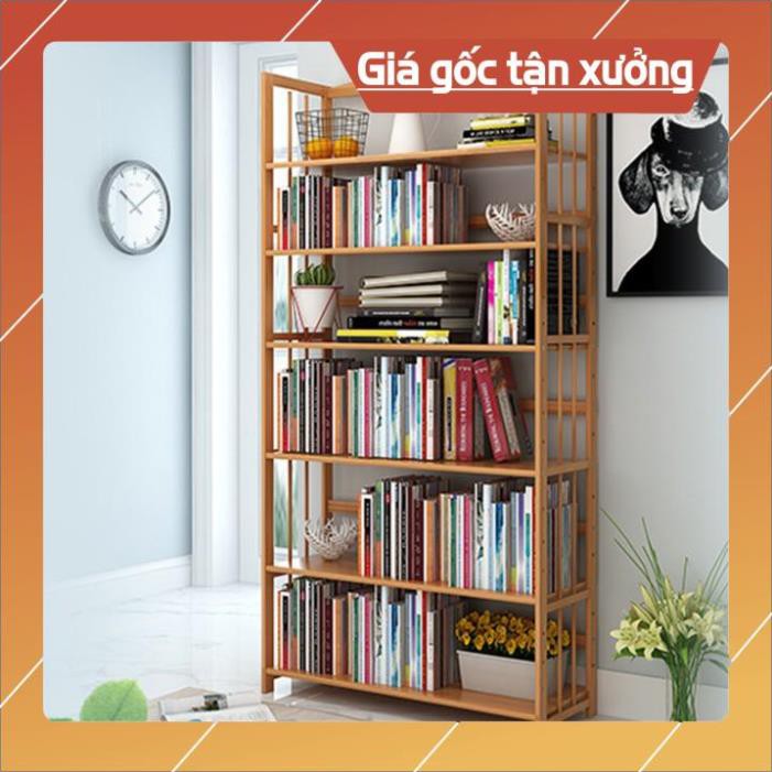 💥HÀNG CÓ SẴN💥 Kệ  sách gỗ tre, kệ  sách văn phòng 6 tầng 90cm TUR064