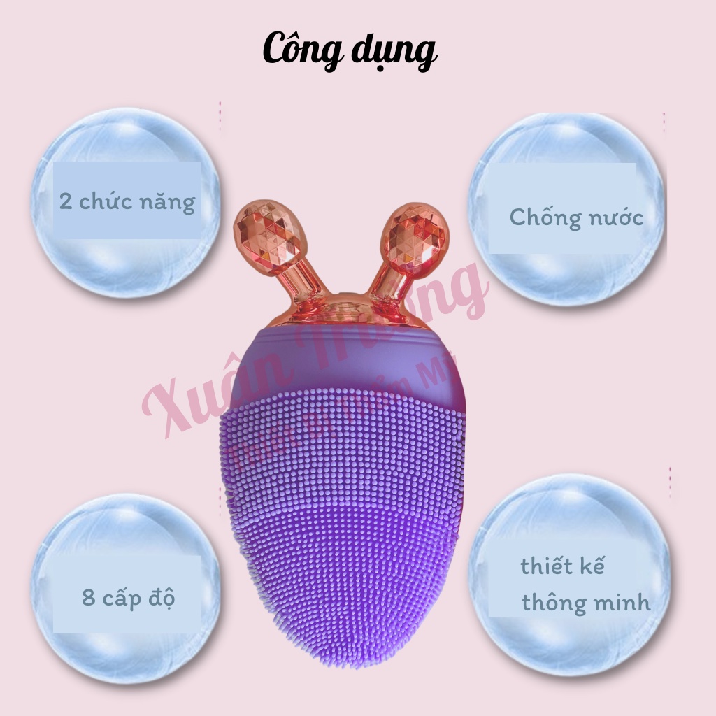 [2in1] Máy rửa mặt kèm thanh lăn massage nâng cơ