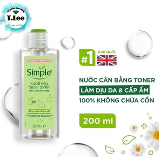 Nước Hoa Hồng Simple Soothing Facial Toner Simple cân bằng ẩm cho da 200ml