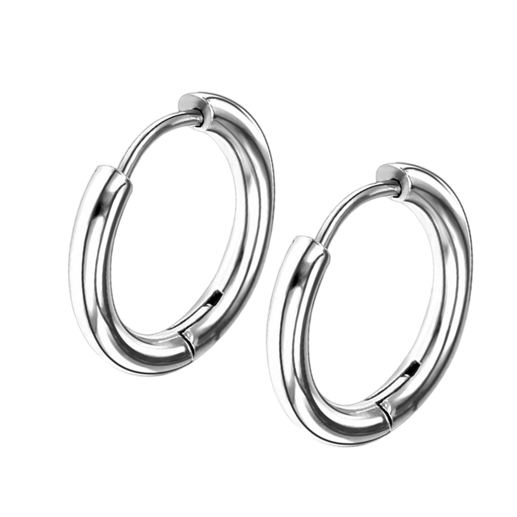 Hoa tai hình tròn màu bạc mạ điện bóng thời trang độc đáo cho nữ