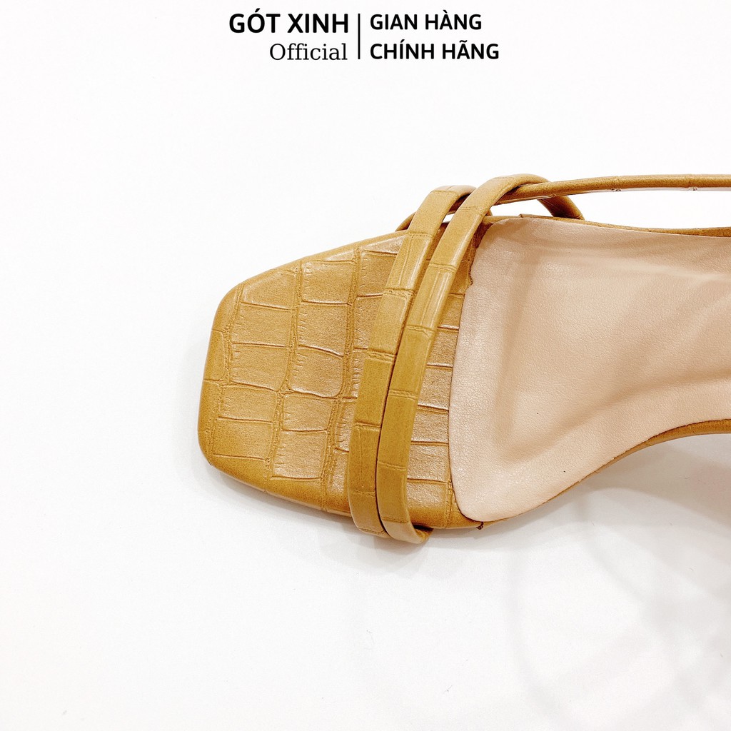 Giày sandal cao gót nữ 7cm GÓT XINH GD11 quai ngang da mềm gót vuông