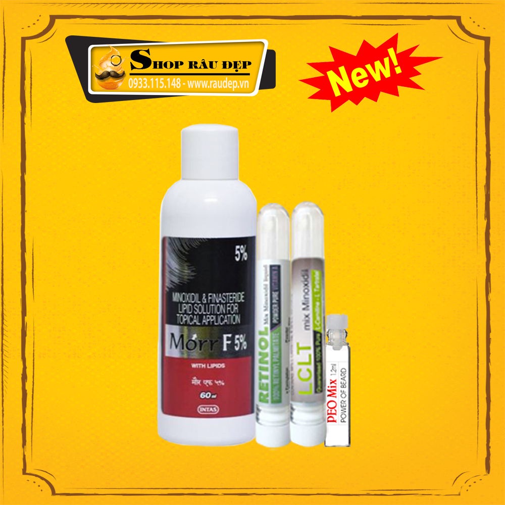 Combo Morr F5% Hỗ Trợ Mọc Tóc Hói Nhanh Minoxidil & Finasteride + LCLT + RETINOL + PEO 1,2ML