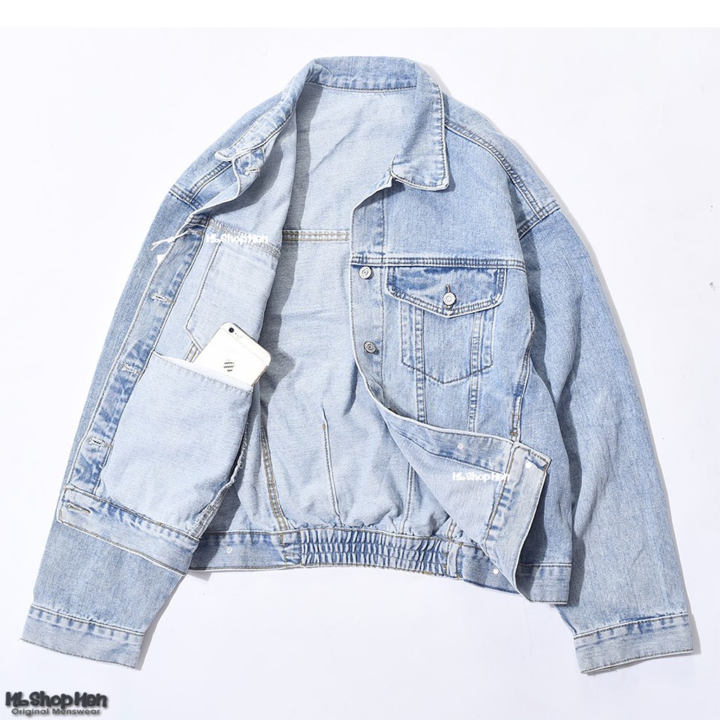 Áo khoác jean nam jacket màu xanh nhạt form chuẩn áo khoát xuất khẩu hàn quốc