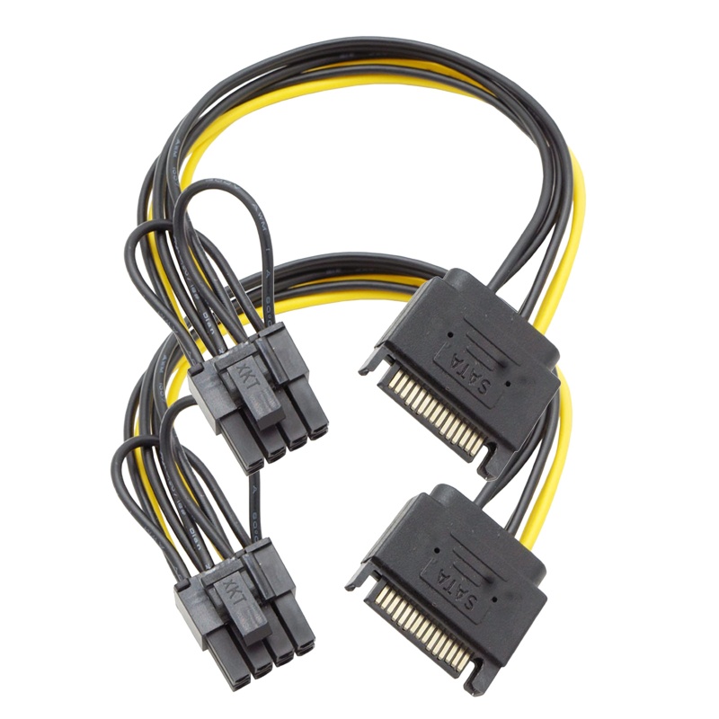 Set 2 Dây Cáp Nguồn Sata 15pin Sang 8pin 15p Sang 8p Card Đồ Họa