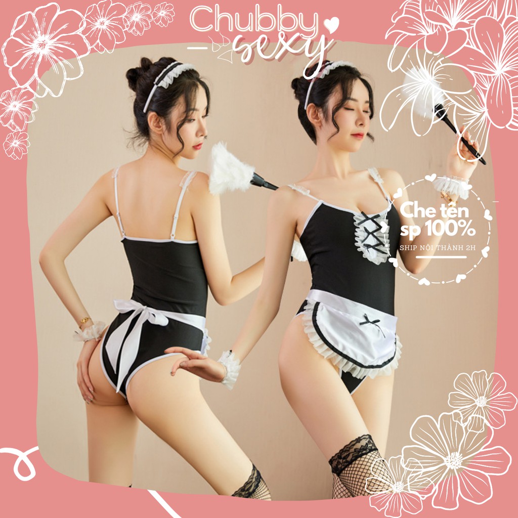 Cosplay Nữ Hầu Gái Khêu Gợi - Set Đồ Bodysuit Hầu Gái Một Mảnh 4 Chi Tiết Cao Cấp Quyến Rũ Sexy - CPL33- Chubby.Sexy
