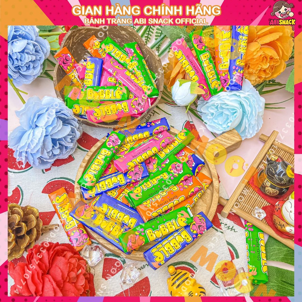 set 10 viên kẹo cao su thổi Bubble thanh- người lớn, trẻ em ăn đều thích mê thanh 35g-set 10 viên