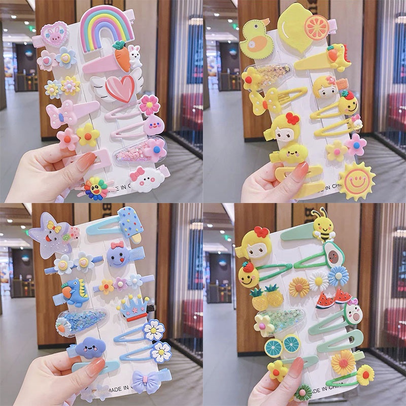 Set 14 cái, Kẹp tóc cho bé gái xinh xắn, dễ thương phong cách Hàn Quốc