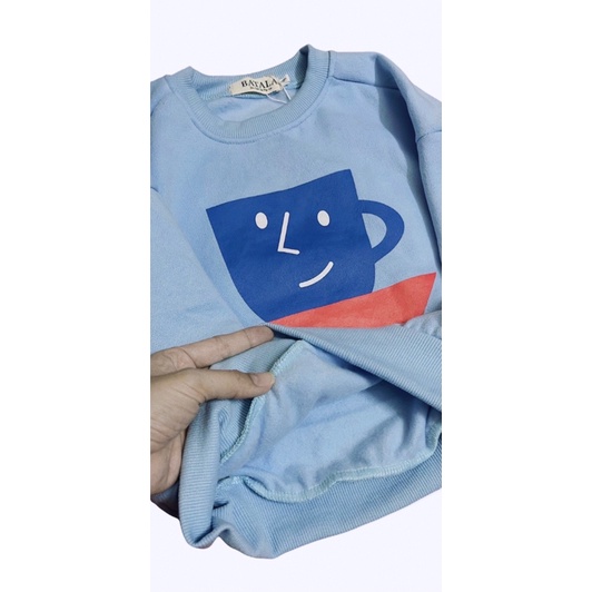 Áo hoodie cho bé BATALA KIDS Áo nỉ bông bé trai bé gái in hình tách cafe thu đông 2022 từ 2 đến 6 tuổi