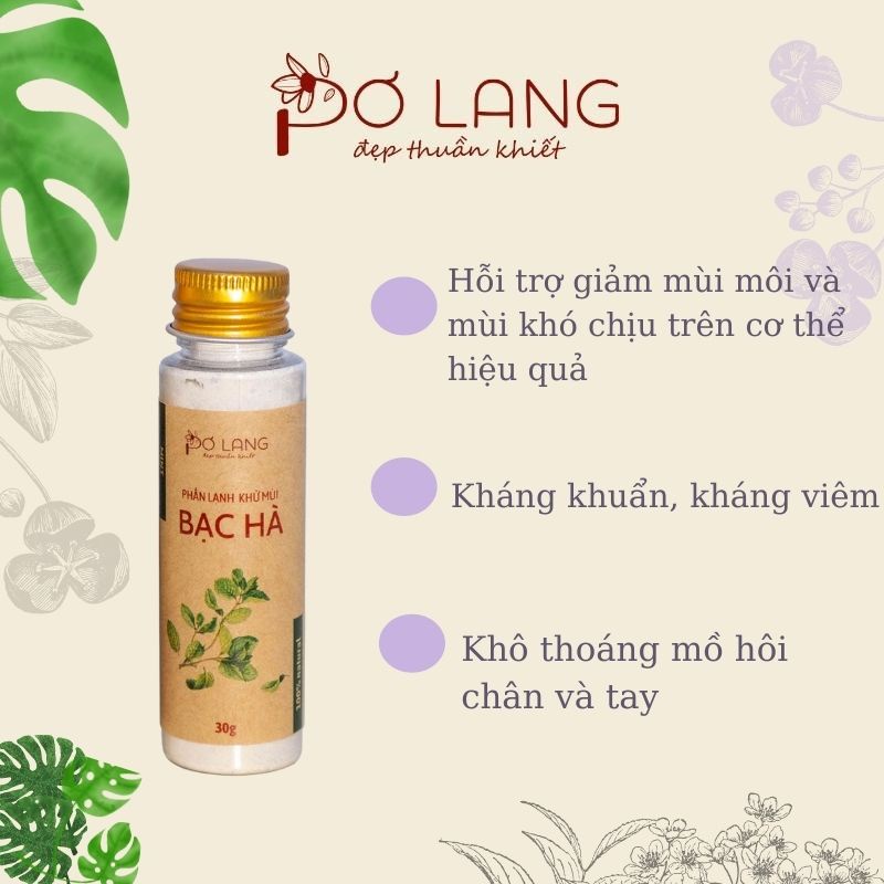 Phấn lạnh khử mùi Pơ Lang là hỗ trợ giảm mùi hôi và mùi khó chịu trên cơ the 30g