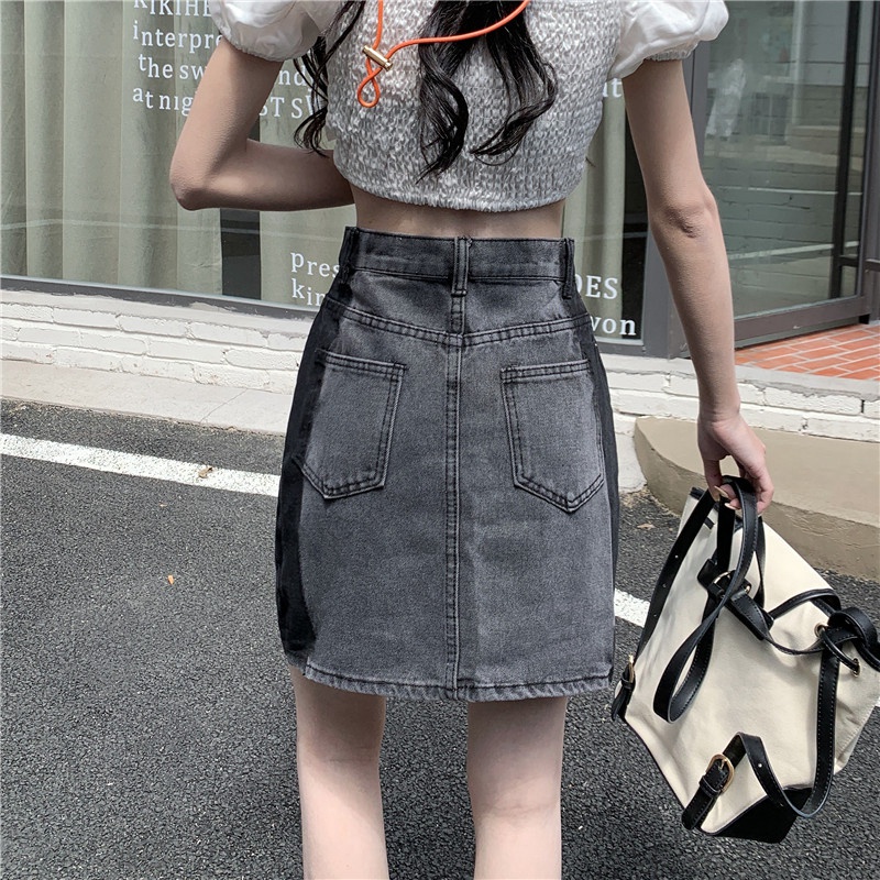 Chân Váy Jeans Chữ A Lưng Cao Thời Trang Hàn Quốc