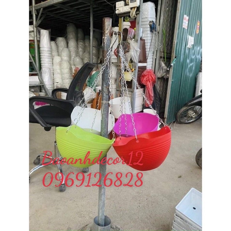 combo 20-30-50 chậu treo sóng bát trồng cây đủ mầu
