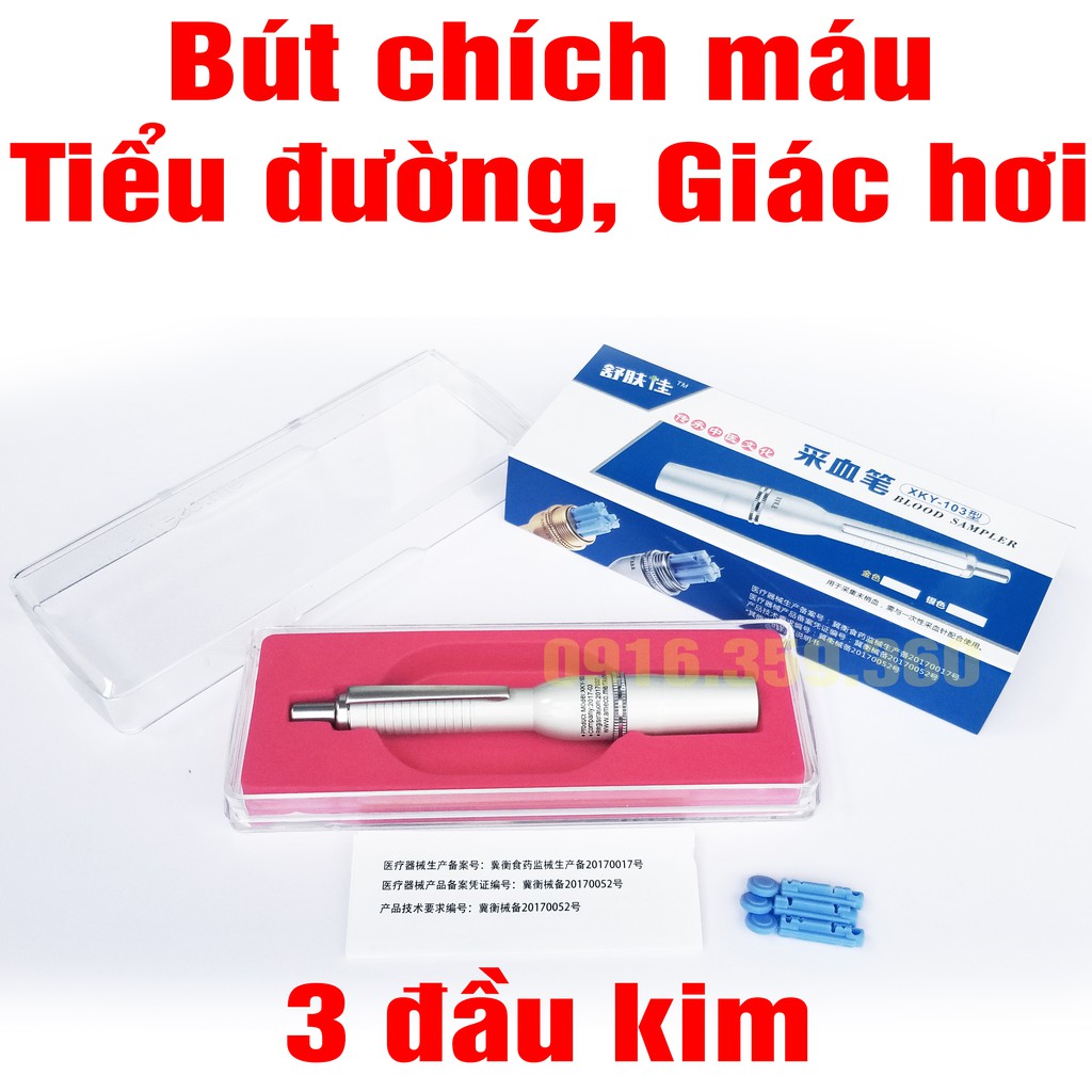 Bút chích máu tiểu đường giác hơi 3 đầu kim