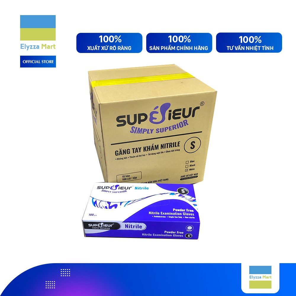 Găng Tay Y Tế Nitrile Superieur Không Bột Màu Trắng