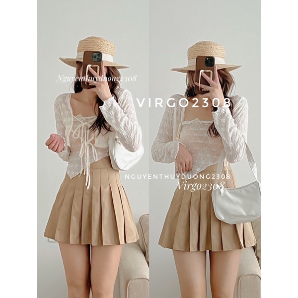 [HÀNG SẴN]SET ÁO 2S THUN REN MIX CADIGAN MỎNG SIÊU XINH