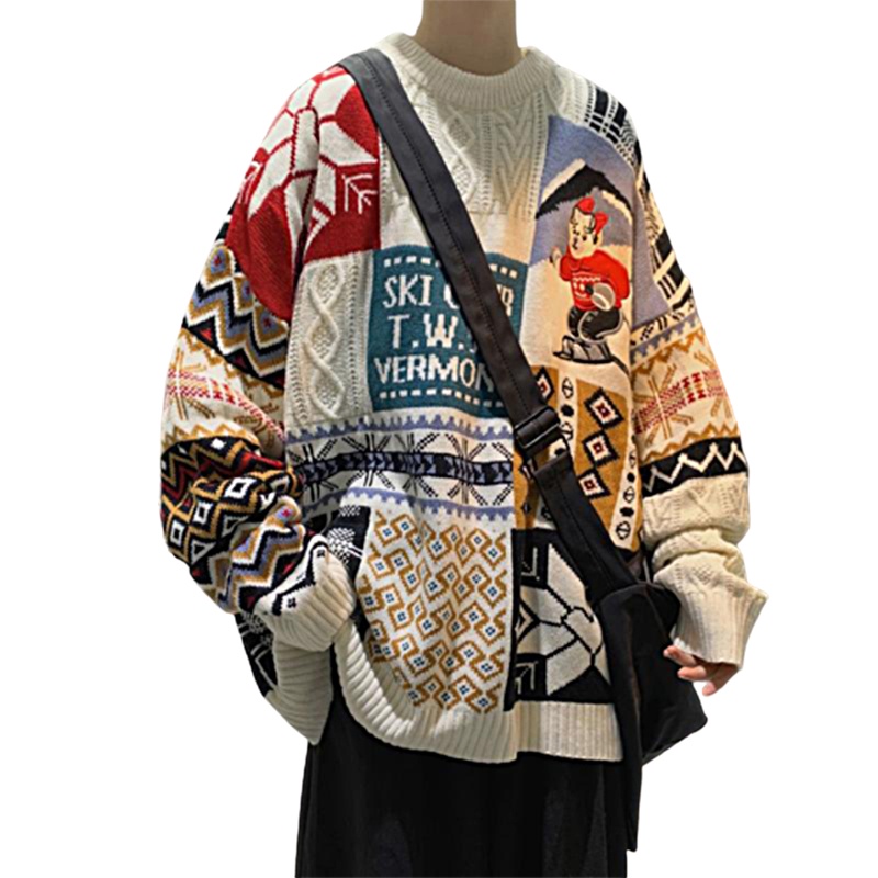 Áo Sweater Tay Dài In Họa Tiết Hoạt Hình Gấu Phong Cách Harajuku Hip Hop Cho Nam