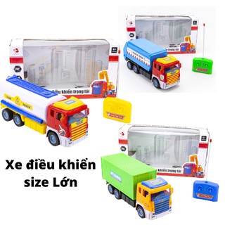 Hộp đồ chơi xe điều khiển xe rác, xe bồn, xe container loại to cho bé, điều khiển 4 chiều