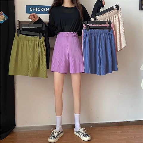 Quần Short Nữ Lưng Cao Ống Rộng Xếp Ly Phong Cách Mới