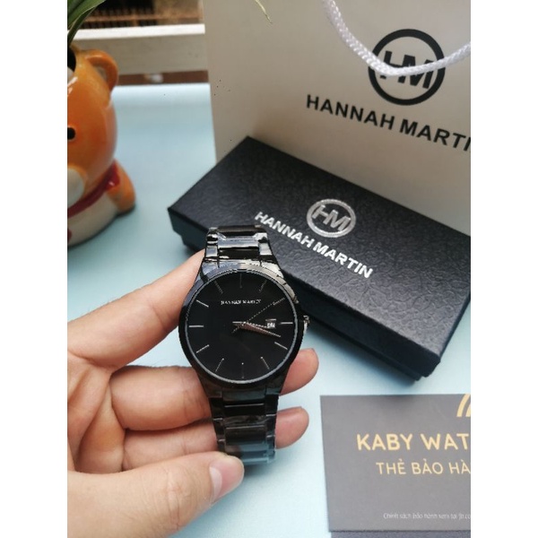Đồng hồ nam Hannah Martin doanh nhân dây hợp kim thép không gỉ cao cấp chống nước 3ATM bảo hành 1 năm