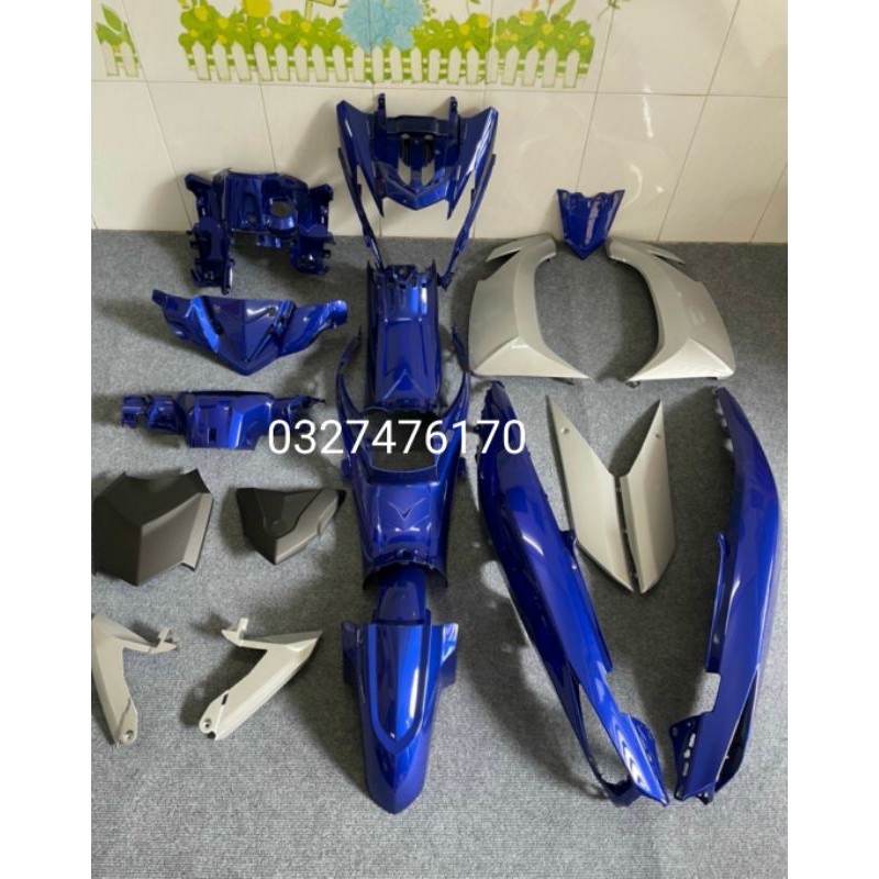 Bộ nhựa dàn áo xe ga Nouvo 6 xanh bạc zin chính hãng