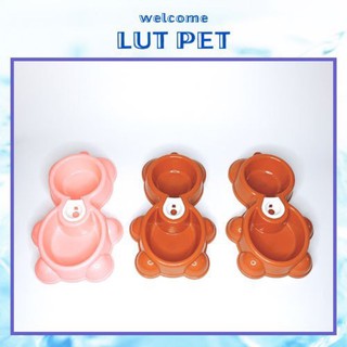 Bát ăn hai ngăn cấp nước tự động chó mèo - Tô nhựa kèm khay nước cho chó mèo (1 cái)