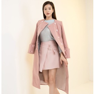 Áo măng tô dạ hồng thiết kế Elise