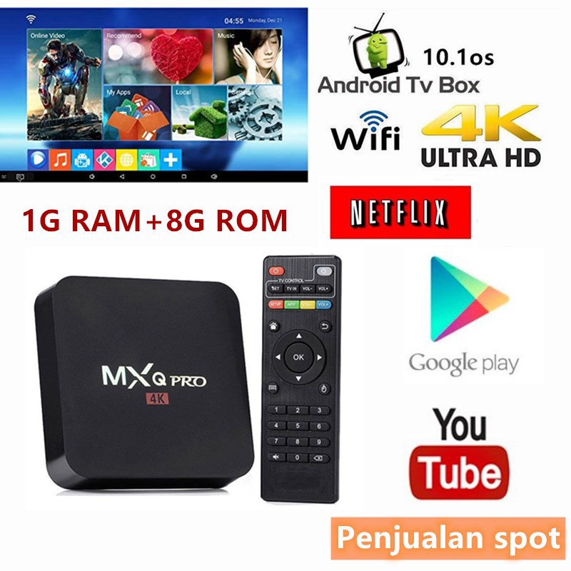 Đầu Mxq Pro Android Tv Box Android 10.1os Ram 1gb Rom 8gb Stb 4k Smart Tv Box