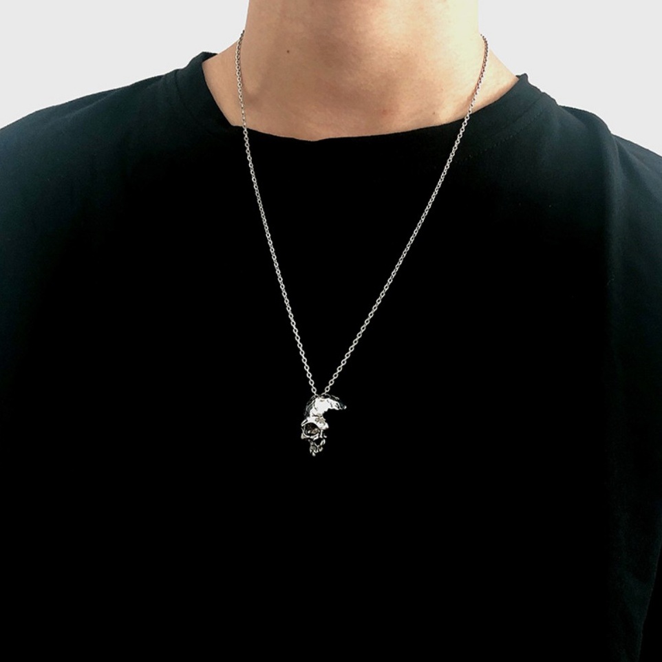 Dây Chuyền Nam Skull Chain Màu Bạc Kuu Clothes - Mặt Vòng Cổ Hình Đầu Lâu Chất Liệu Titan Cao Cấp Không Gỉ - Skull Chain