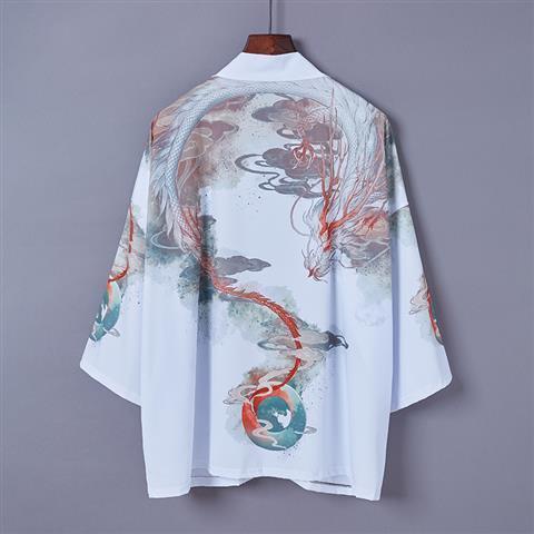 Áo Kimono Tay Lỡ Dáng Rộng In Hình Rồng Phong Cách Nhật Bản Thời Trang Cho Cặp Đôi
